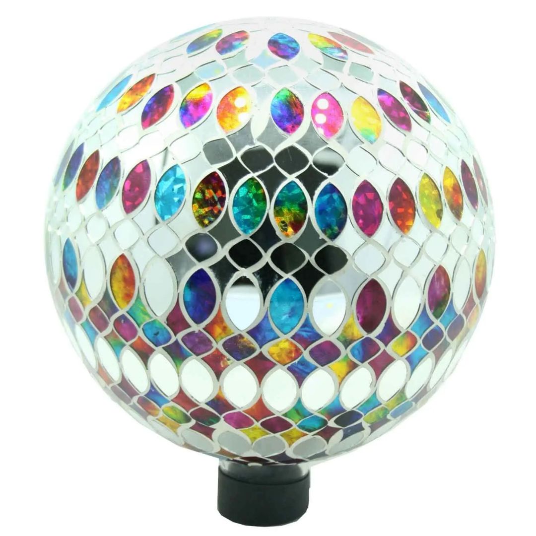 Glass Globe with Hanging Chain – Bling Multi-Shape Tile – 10″